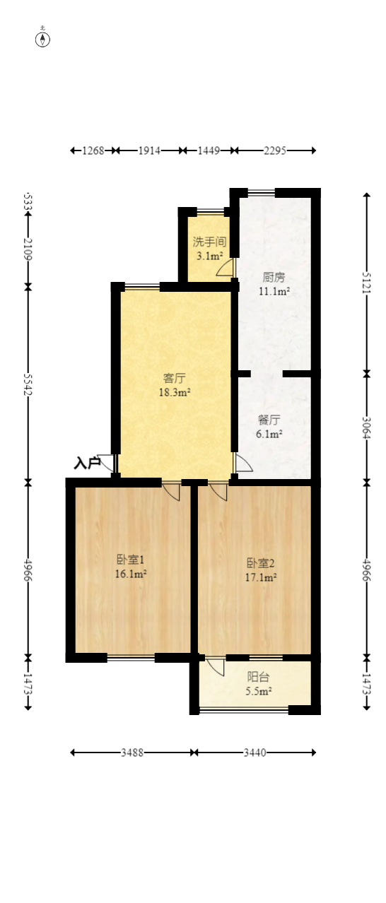 中建五局信和苑二区  2室2厅1卫    43.79万室内图1