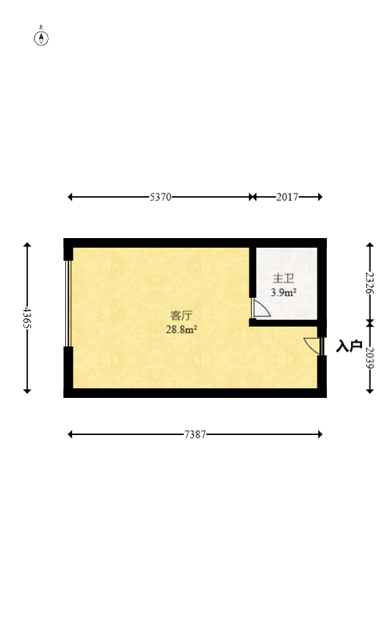 红橡华园(菲莎公馆)  1室1厅1卫   38.00万室内图1
