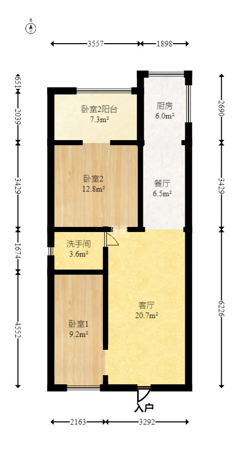 南大公寓（湘江建设开发有限公司宿舍） 2室2厅1厨1卫 53.80万