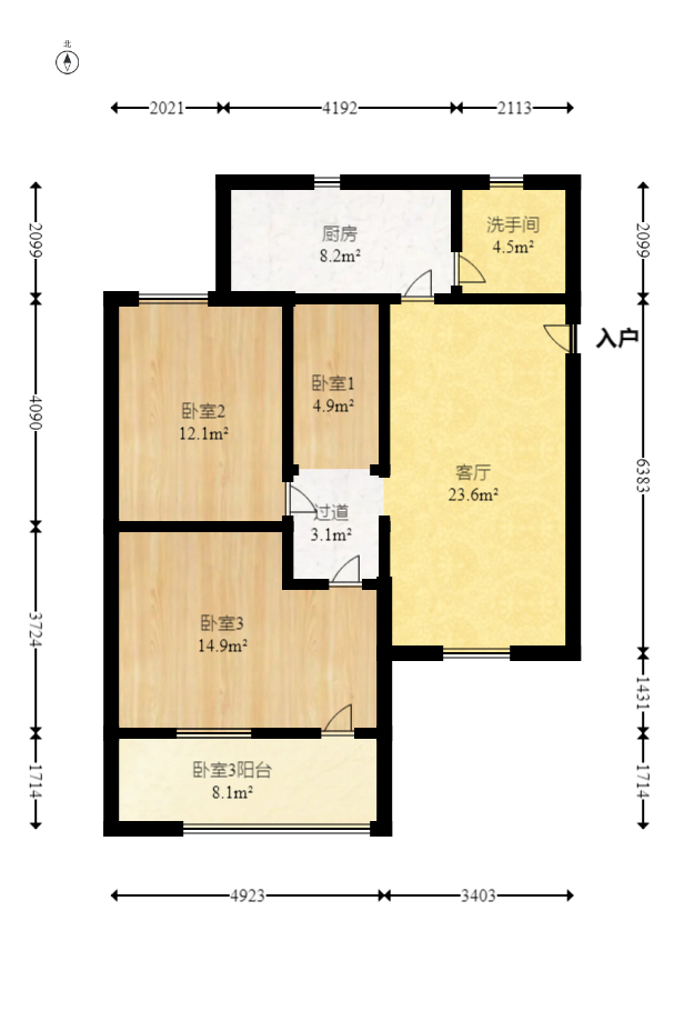 南大公寓（湘江建设开发有限公司宿舍）  3室2厅1卫   54.50万室内图1