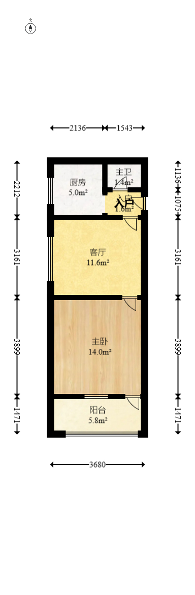 桐荫里社区  1室1厅1卫   38.80万室内图1