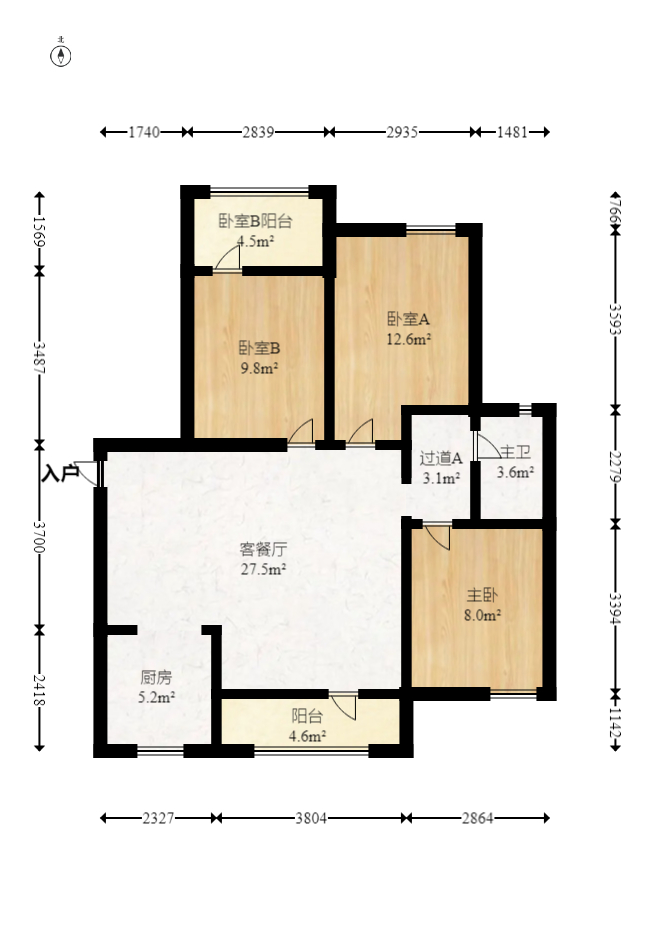 盛景谷山里  3室2厅1卫   98.00万室内图1