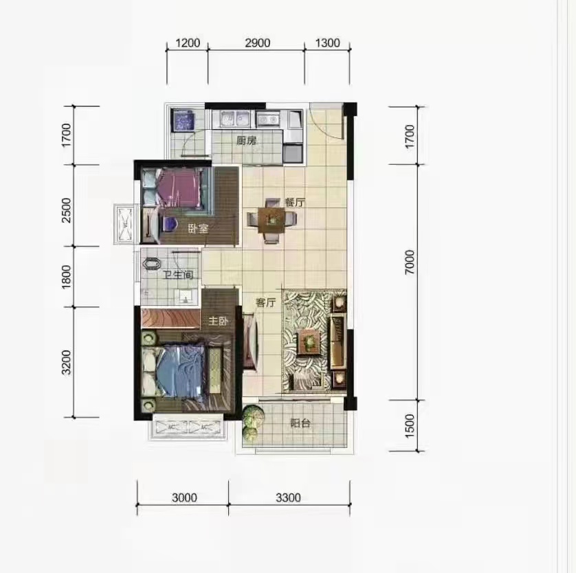 城市公园  2室1厅1卫   28.80万