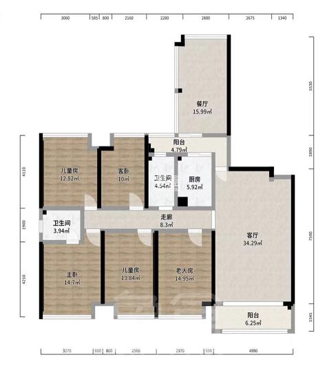 城市绿洲  5室3厅2卫   700.00元/月室内图1