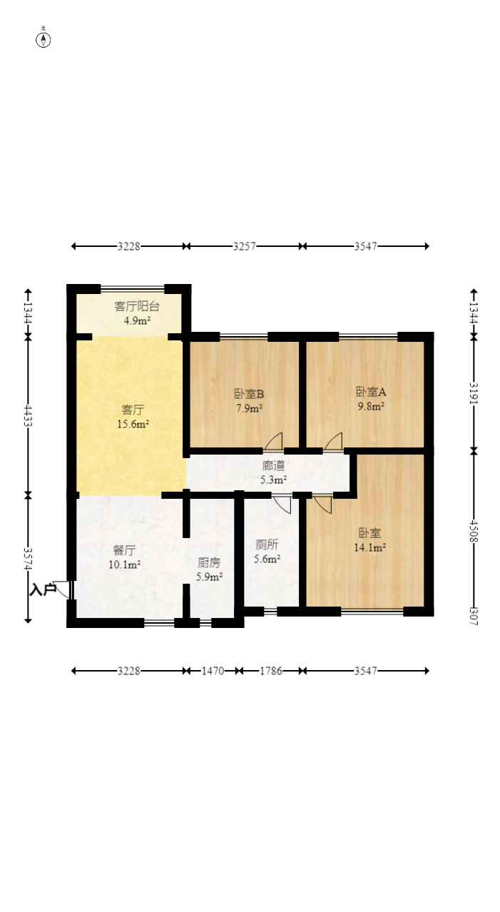 兰亭湾畔  3室2厅1卫   118.00万室内图1