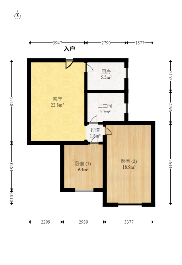 绿地新都会  2室2厅1卫   46.00万室内图1