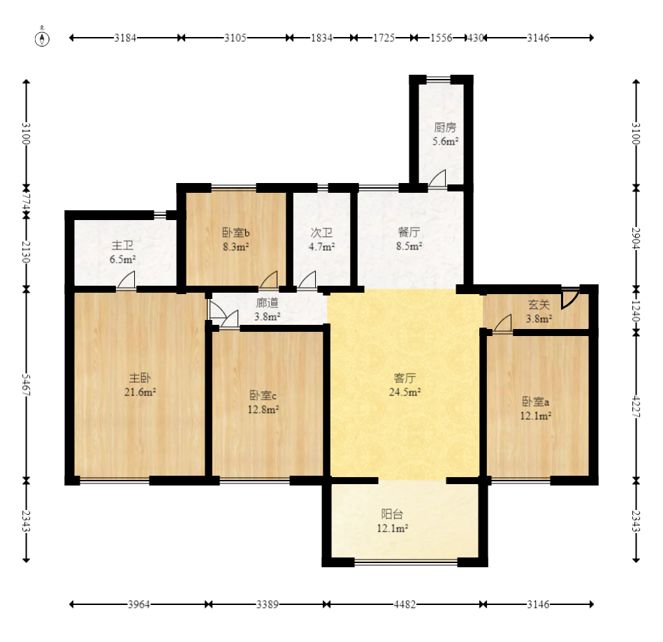 中梁云麓传奇  4室2厅2卫    173.8万室内图1