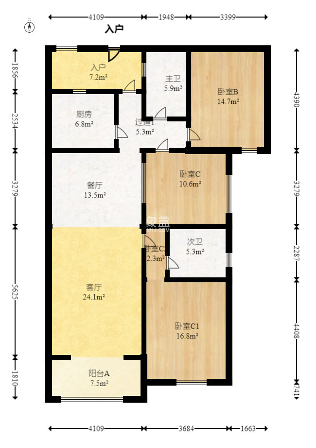 半山壹号  3室2厅1卫    98.0万
