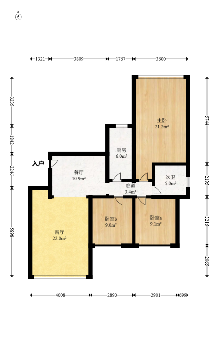 洋湖景园  3室2厅1卫    97.5万室内图1