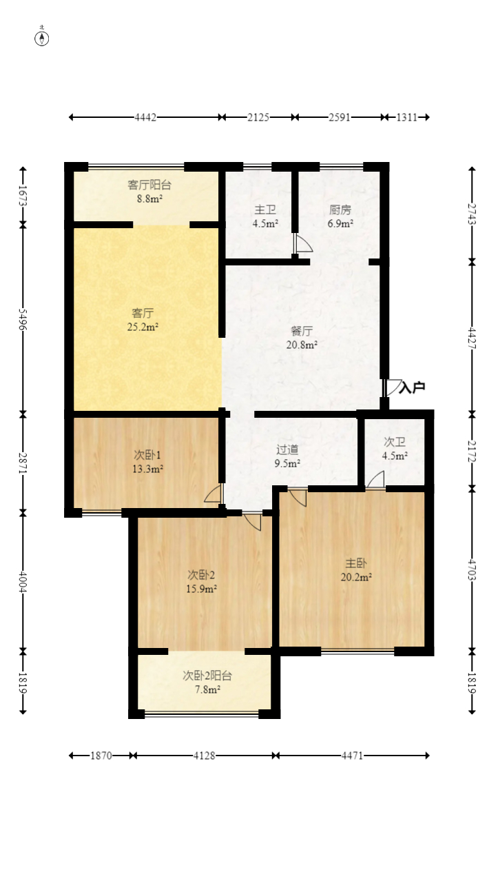 金帆江濱玫瑰園  3室2廳2衛(wèi)    92.0萬室內(nèi)圖1