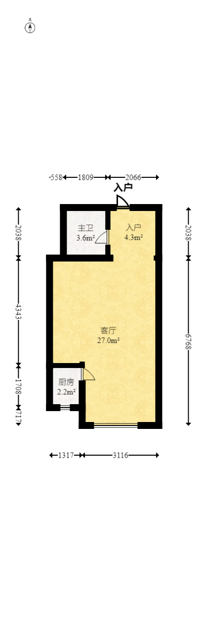 天健芙蓉盛世一期  1室1厅1卫   35.90万室内图1