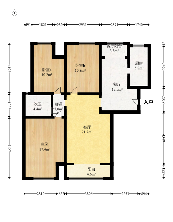 保利麓谷林语F区  3室2厅1卫    102.8万室内图1
