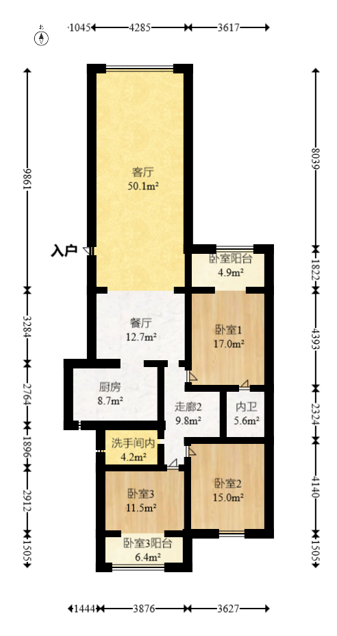 康欣园  3室2厅2卫   92.00万室内图1
