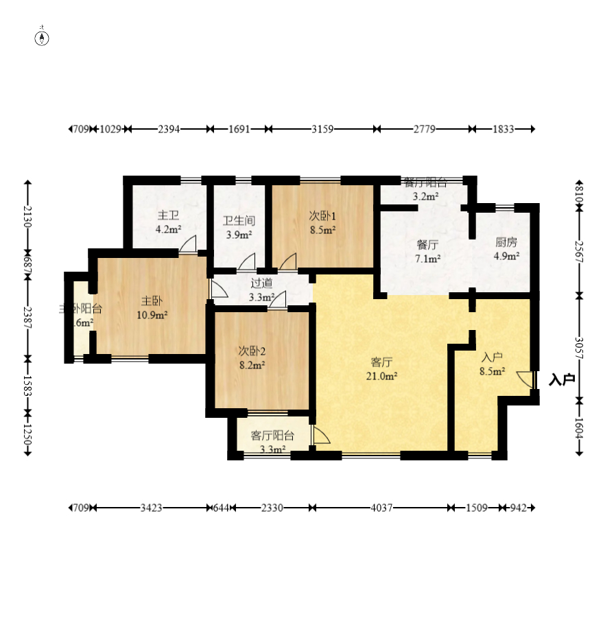 东方航标  3室2厅1卫    70.0万 东方航标  3室2厅1卫    70.0万户型图