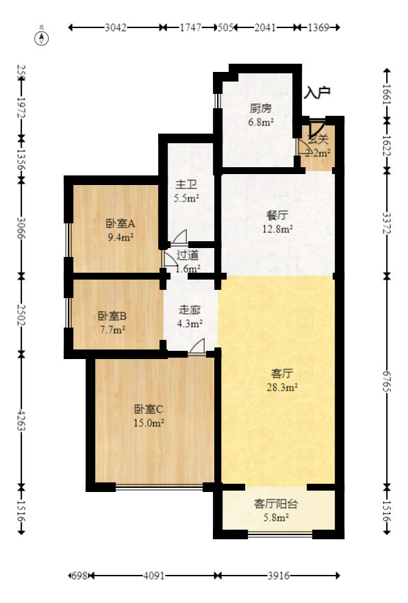鑫遠(yuǎn)悅城（鑫遠(yuǎn)悅時代）  3室2廳1衛(wèi)   95.00萬