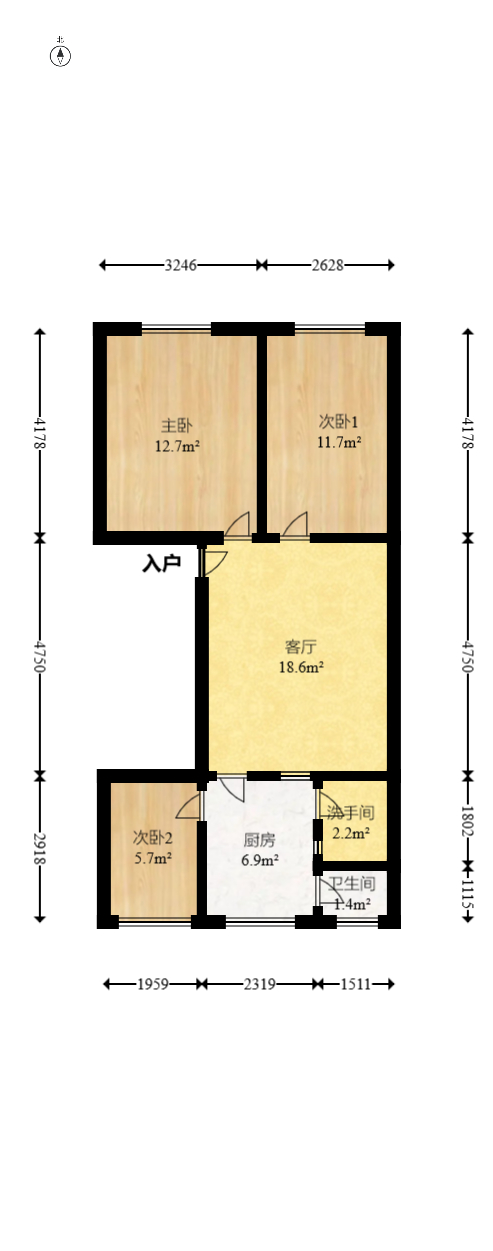 灰埠小区（灰埠社区）  13室2厅1卫   205.00万室内图1