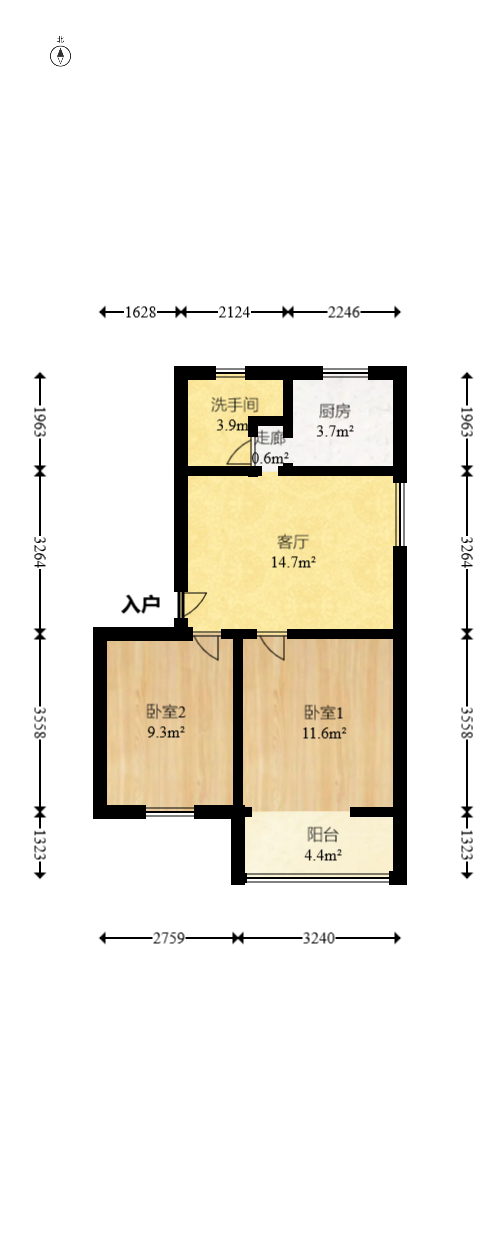中建五局信和苑三区  2室1厅1卫    41.8万室内图1