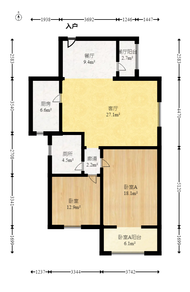 中建麓山和苑  2室2厅1卫   59.00万室内图1