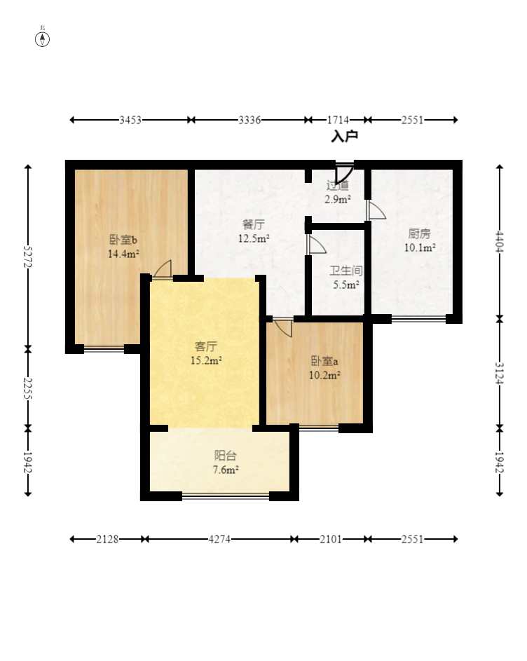 弘欣公寓  2室2厅1卫   59.80万室内图1