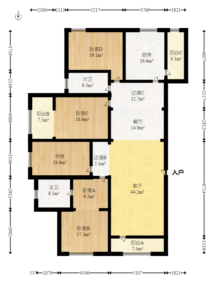 五礦萬境水岸二期（五礦萬境水岸和苑）  5室2廳1衛(wèi)    458.0萬室內(nèi)圖1