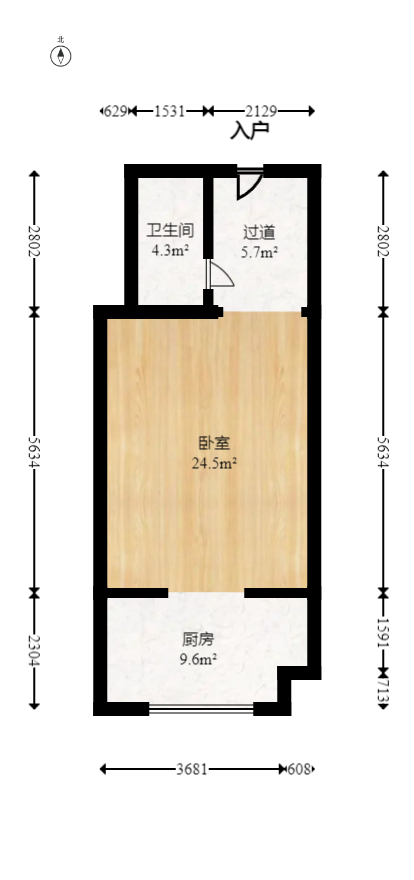 怡海星城  1室1厅1卫   20.00万室内图1
