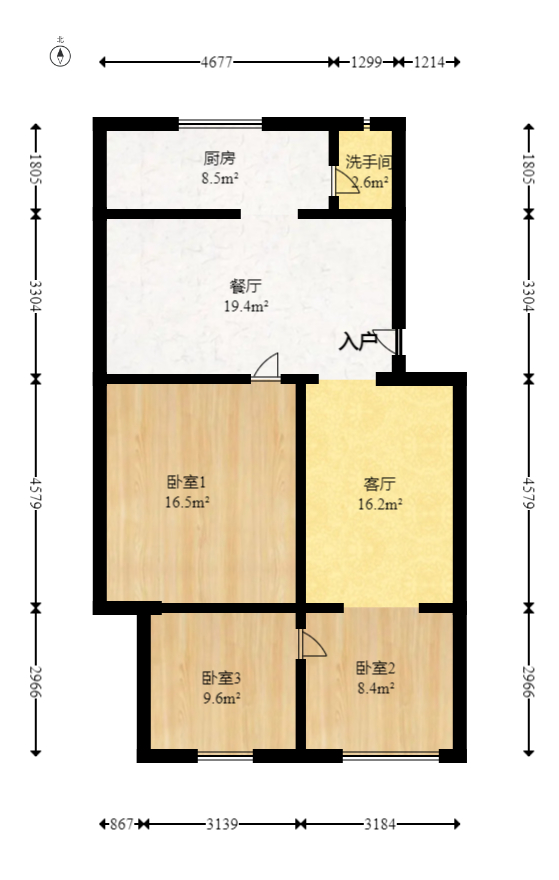 曙光中路邮政宿舍  2室1厅1卫   54.00万室内图1