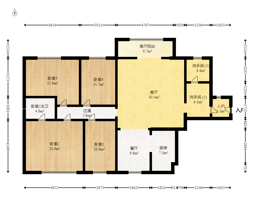 凯轩云顶  4室2厅2卫   98.80万室内图1