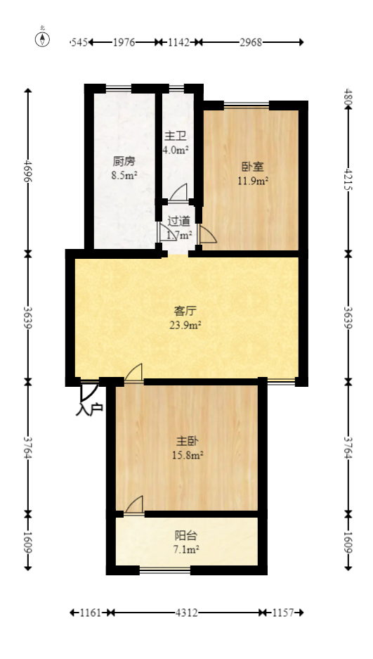 新合公寓（火星安置房小区）  2室1厅1卫   55.00万室内图1
