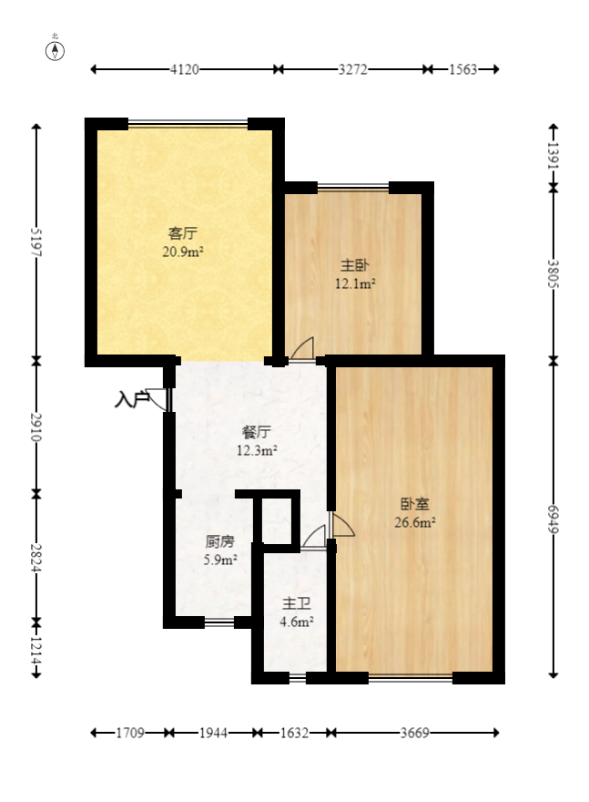 长丰星城 3室2厅1卫 55.0万 长丰星城 3室2厅1卫 55.0万户型图