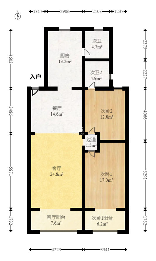 公安分局宿舍  2室2厅2卫   67.00万