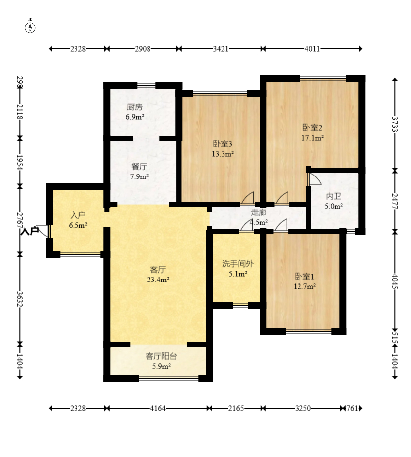 江河双水湾  3室2厅2卫    87.0万 江河双水湾  3室2厅2卫    87.0万户型图