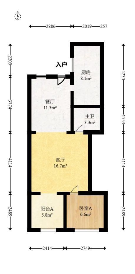 奥林匹克花园贡院三期  3室2厅1卫   110.00万室内图1