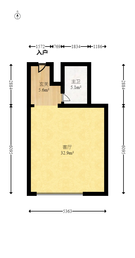 安泰嘉园（湘府邻伴）  1室1厅1卫    39.88万室内图1