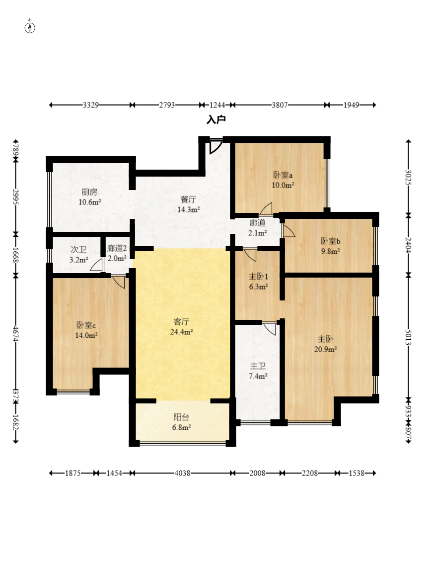 保利麓谷林语F区  4室2厅2卫    140.0万室内图1