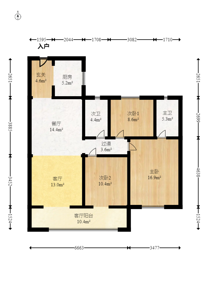 越秀悅湖臺(tái)  3室2廳2衛(wèi)    183.0萬(wàn)室內(nèi)圖1