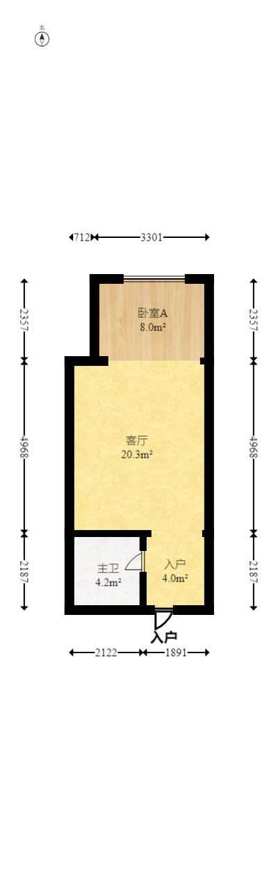 绿地之窗  1室1厅1卫    32.0万室内图1
