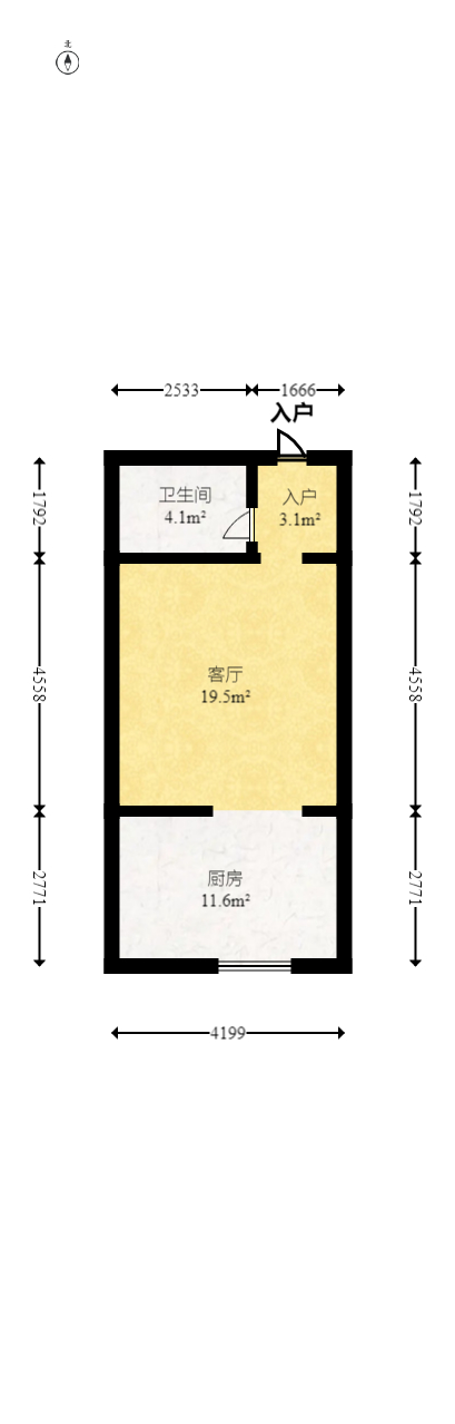 和隆花半里  1室1厅1卫   45.00万室内图1