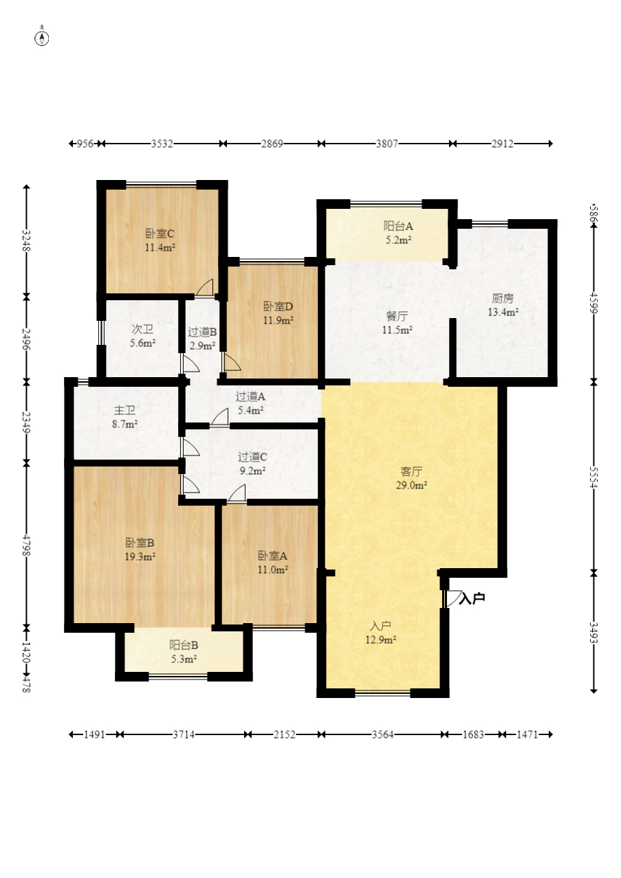 奥林匹克花园 4室2厅2卫 149.0万 奥林匹克花园 4室2厅2卫 149.0万户型图