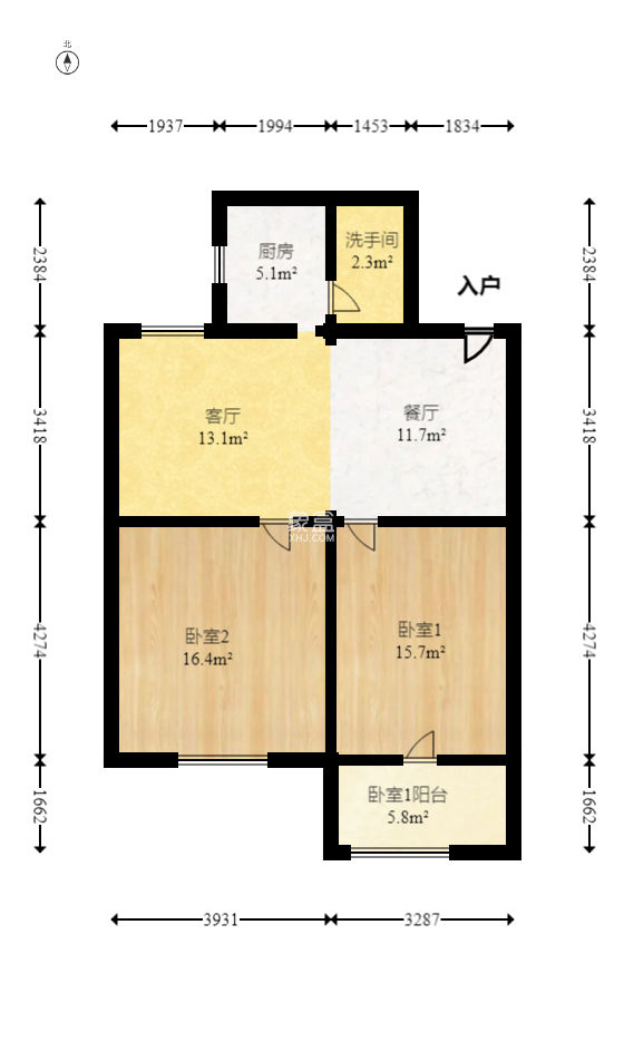 林勘院  2室1厅1卫   58.00万