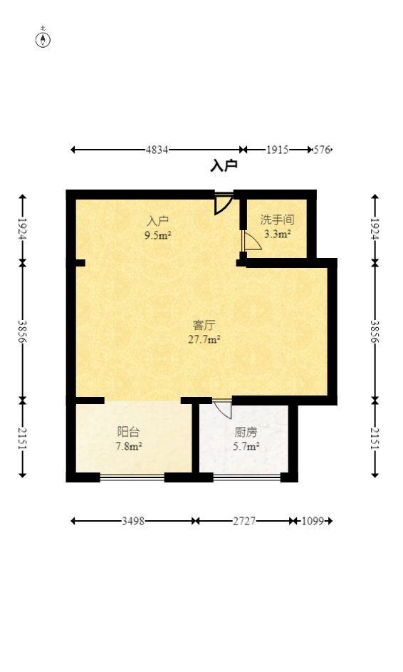 尊邸华庭  2室2厅1卫   89.80万室内图1