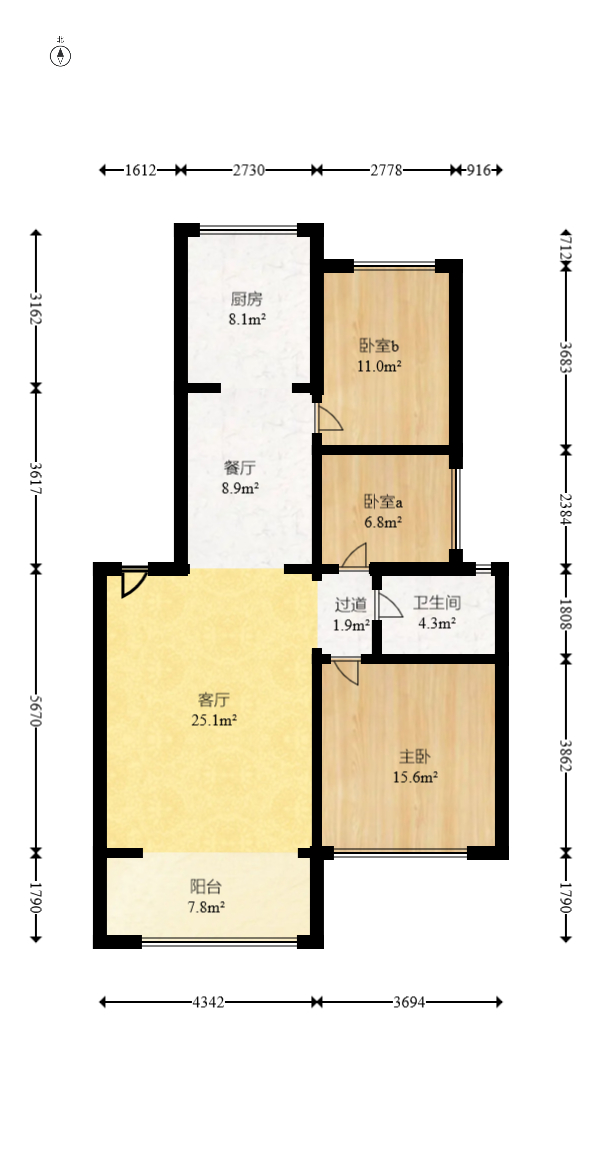 澳海瀾庭  3室2廳1衛(wèi)    82.0萬室內(nèi)圖1
