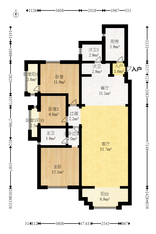 东玺门  3室2厅2卫   150.00万室内图1