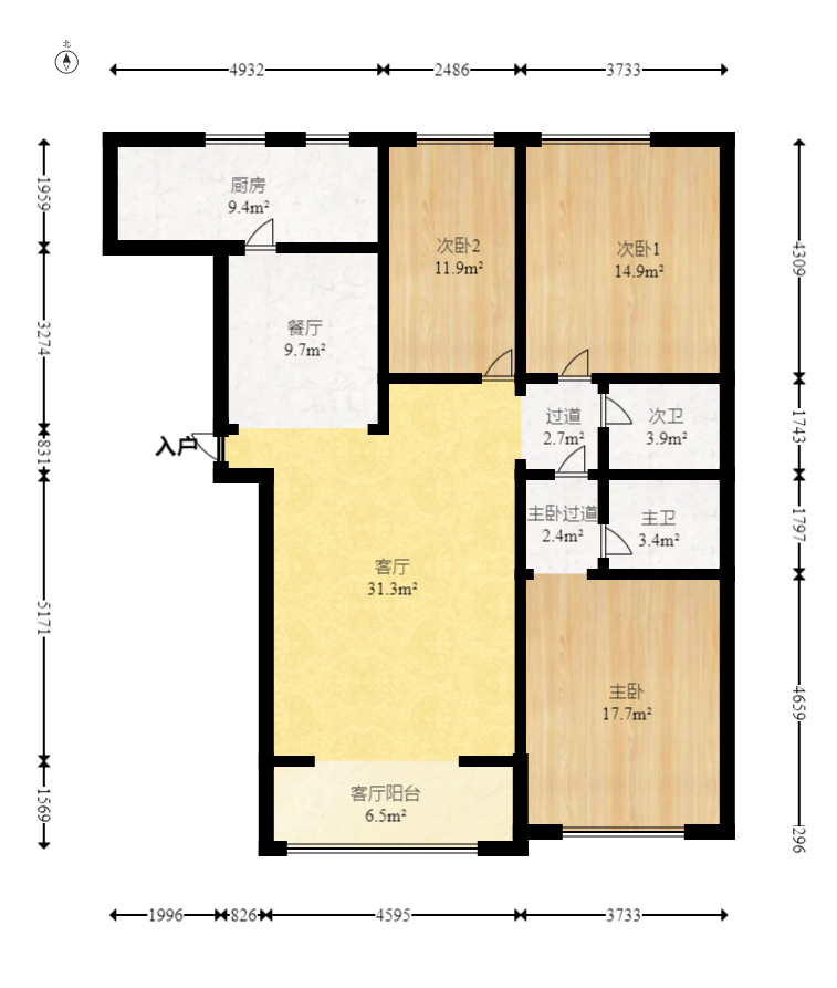 风华四季园  3室2厅2卫    130.0万室内图1