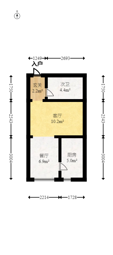 卓越中寰  2室1厅1卫   42.80万室内图1