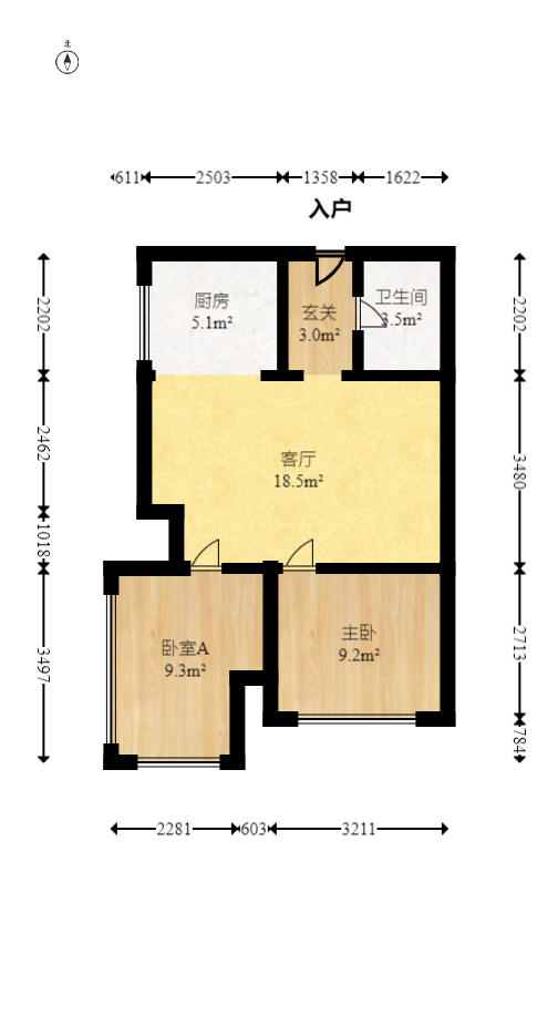 长房时代城  2室1厅1卫   46.00万室内图1