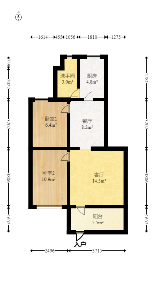 狮子山二片  2室2厅1卫    48.49万室内图1