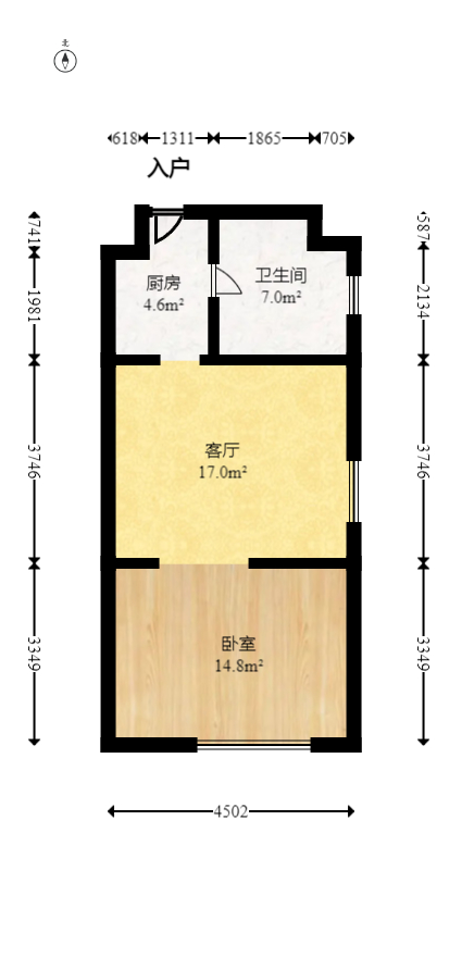 麓谷坐标  1室1厅1卫   47.50万室内图1