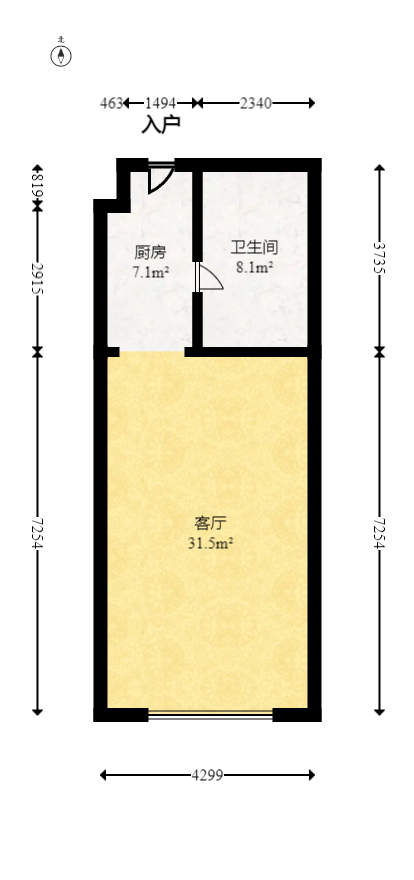 梅溪湖金茂湾  2室1厅1卫   118.00万室内图1