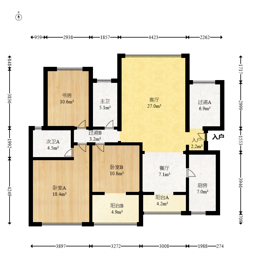博长山水香颐 3室2厅2卫 95.0万 博长山水香颐 3室2厅2卫 95.0万户型图