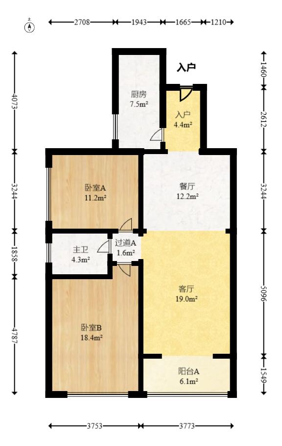 大为时代家园  2室2厅1卫   65.00万室内图1